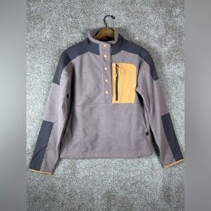 prAna Peak Snap Up Fleece Women's Pullover Sweater Mauve Gray Size S NWT